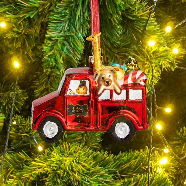 Toy Delivery Truck Glass Ornament - Image 2