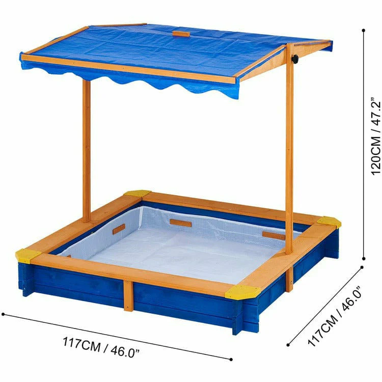 Outdoor Summer Sand Box - Wood / Blue - Image 3
