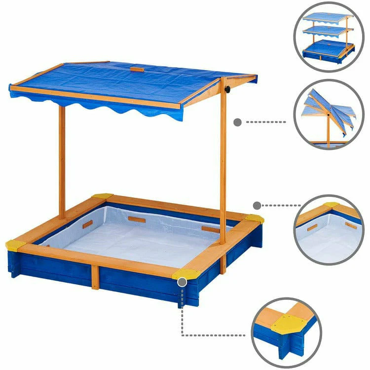 Outdoor Summer Sand Box - Wood / Blue - Image 4