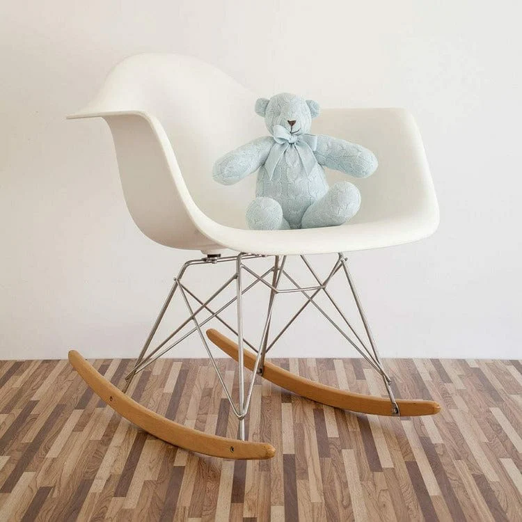 Blue Cable Knit Plush Teddy Bear - Image 3