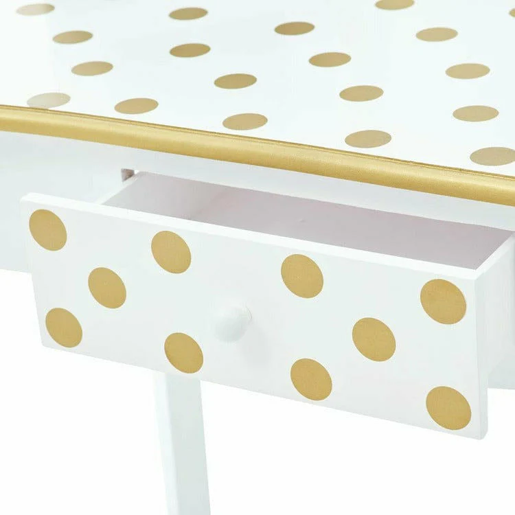 Polka Dot Gisele Play Vanity Set - White/Gold - Image 3