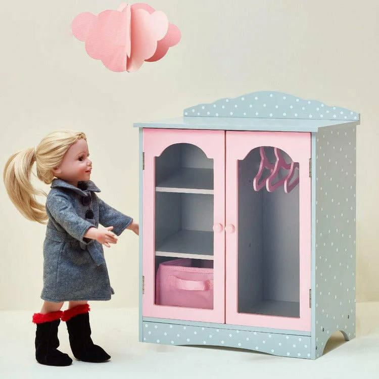 Polka Dots Princess 18" Doll Closet w/ 3 Hangers - Image 2