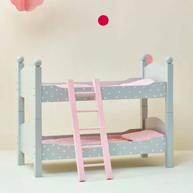 Polka Dots Princess Double Bunk Bed for 18" Dolls - Gray - Image 3