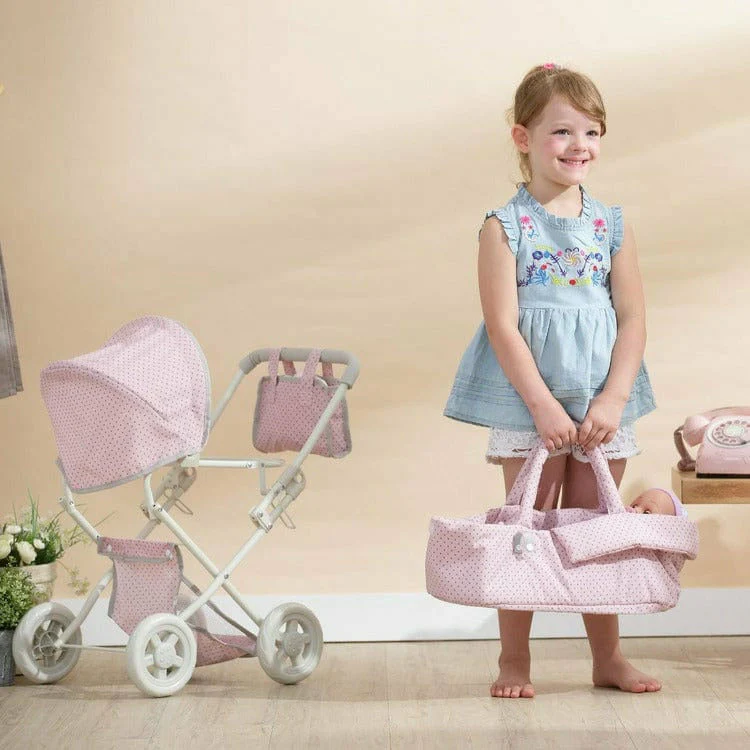 Polka Dots Princess Deluxe Baby Doll Stroller - Pink - Image 3