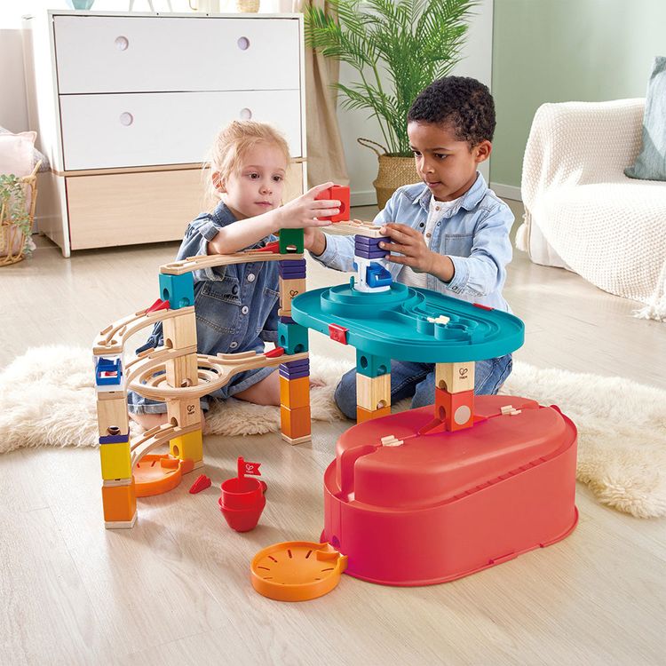 Quadrilla Stack Track Bucket Set Wooden Marble Run Blocks - Image 2