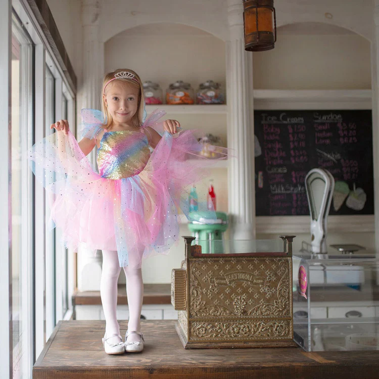 Rainbow Fairy Dress & Wings - Size 3-4 - Image 2