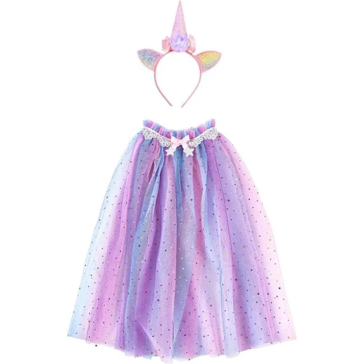 Rainbow Unicorn Cape & Headband - Size 4-6 Years