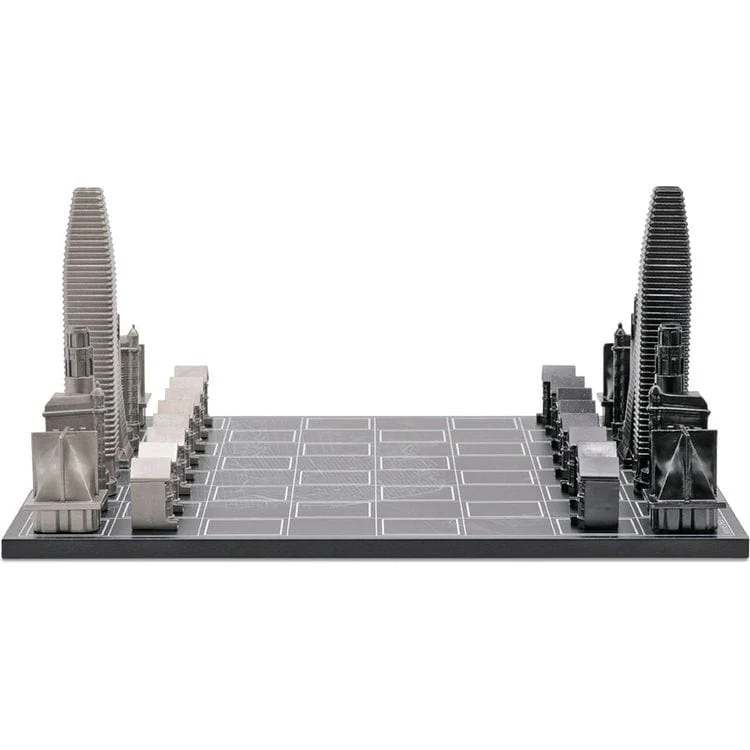 San Francisco Edition Stainless Steel Chess Set with Wood Map Board - Image 2