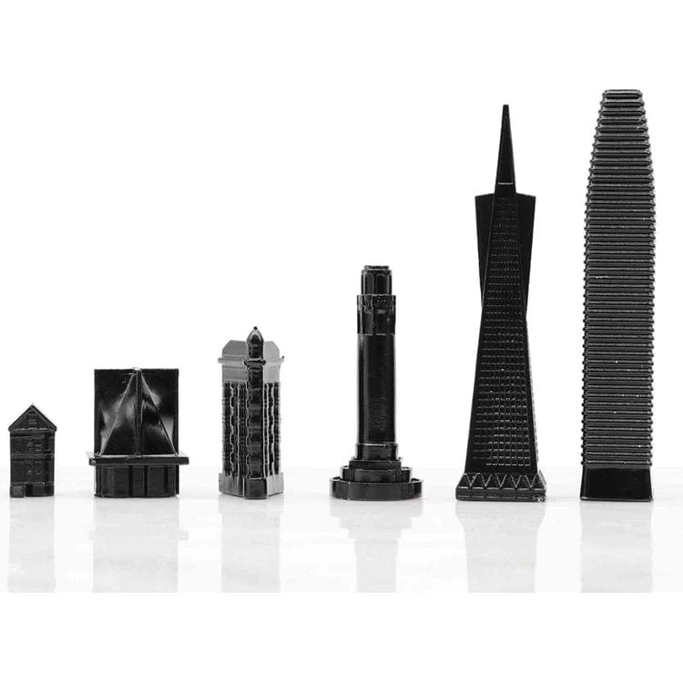 San Francisco Edition Stainless Steel Chess Set with Wood Map Board - Image 4