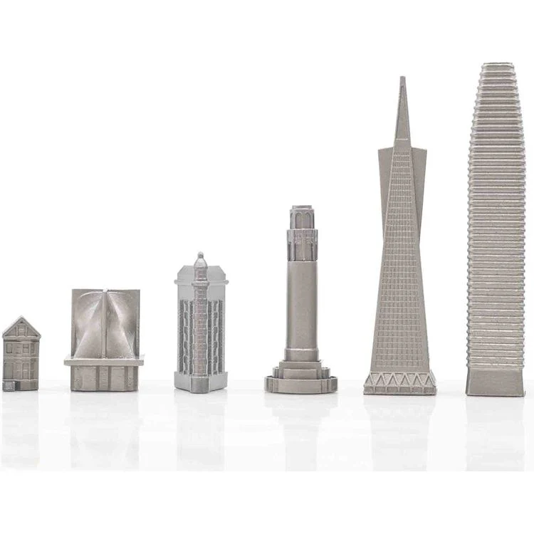 San Francisco Edition Stainless Steel Chess Set with Wood Map Board - Image 5