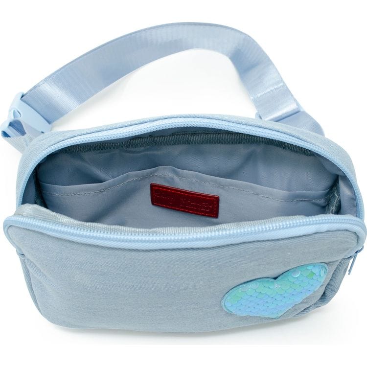 Sequin Heart Belt Bag for Kids - Blue (Denim) - Image 3
