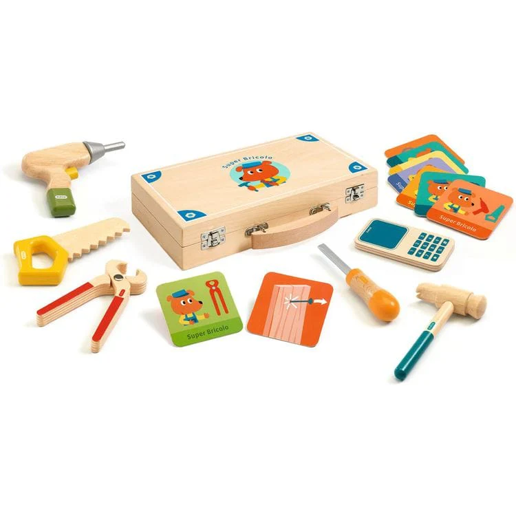 Super Bricolo Pretend Play Wooden Toolbox - Image 2