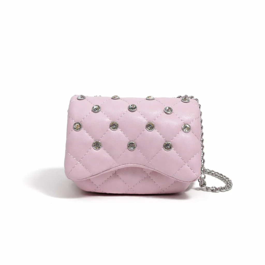 Tiny Crystal Stud Handbag - Pink