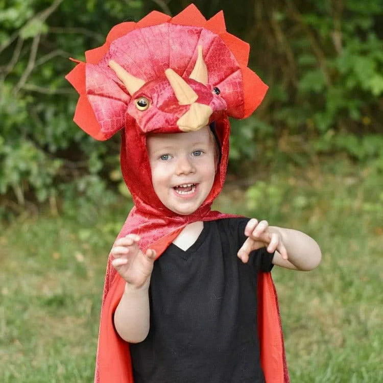 Triceratops Red Hooded Cape - Size 4-5 Years - Image 2