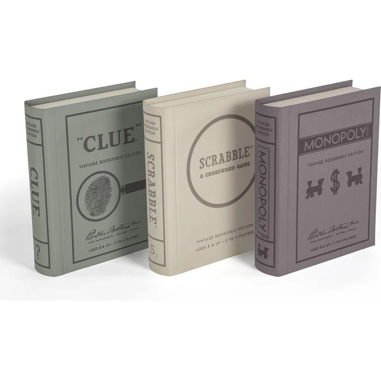 Vintage Bookshelf Games 3-Pack: Monopoly, Scrabble, Clue
