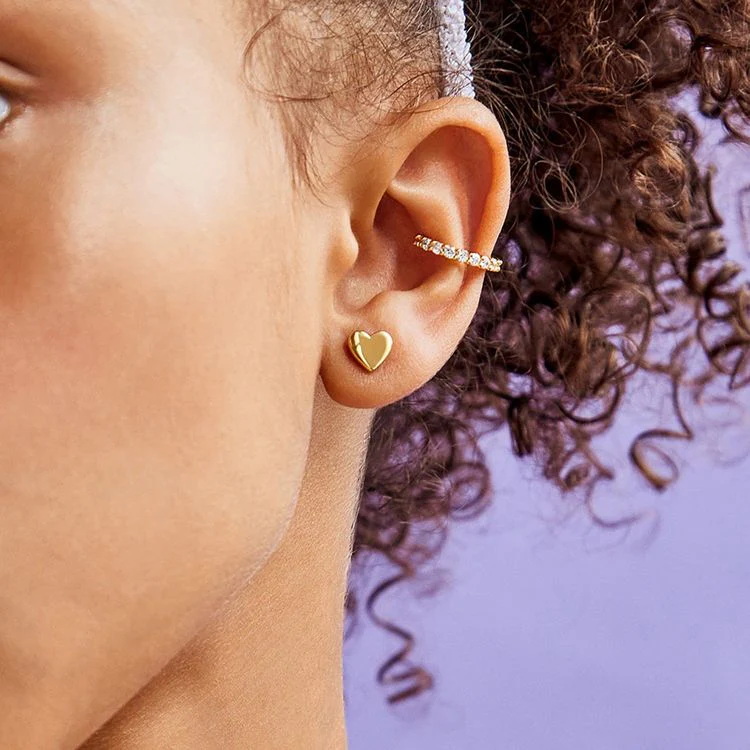 Whole Lotta Heart 18K Gold Kids' Earrings - Gold - Image 2
