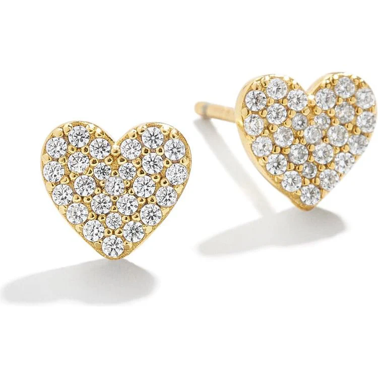 Whole Lotta Heart 18K Gold Kids' Earrings - Pavé
