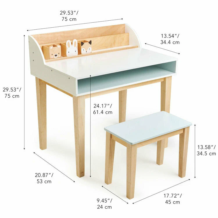 Wooden Desk and Chair - Image 4