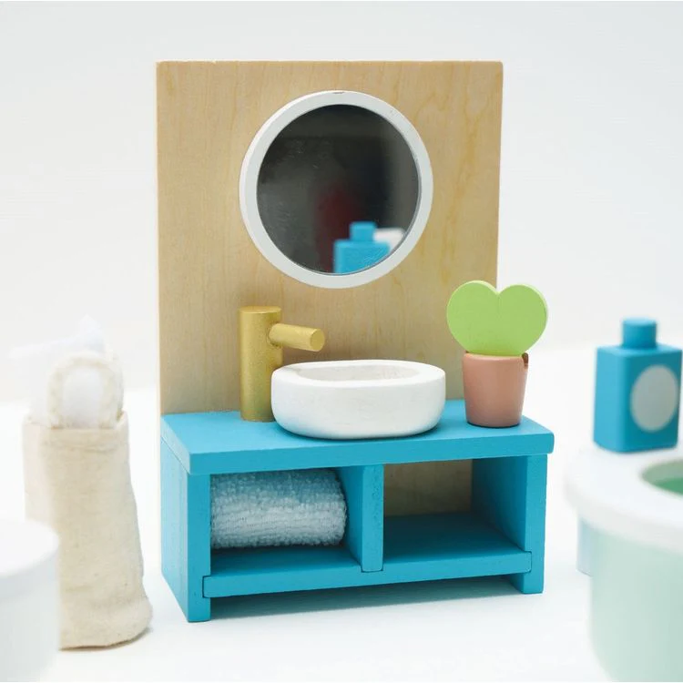 Wooden Dollhouse 19 Piece Bathroom Furniture Set - Image 3
