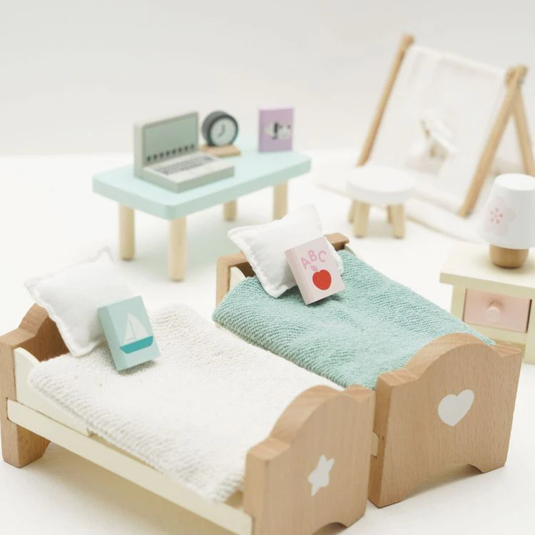 Wooden Dollhouse 24 Piece Child's Bedroom Furniture Set - Image 2