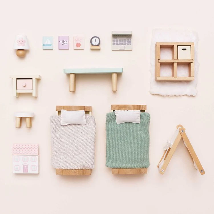 Wooden Dollhouse 24 Piece Child's Bedroom Furniture Set - Image 5
