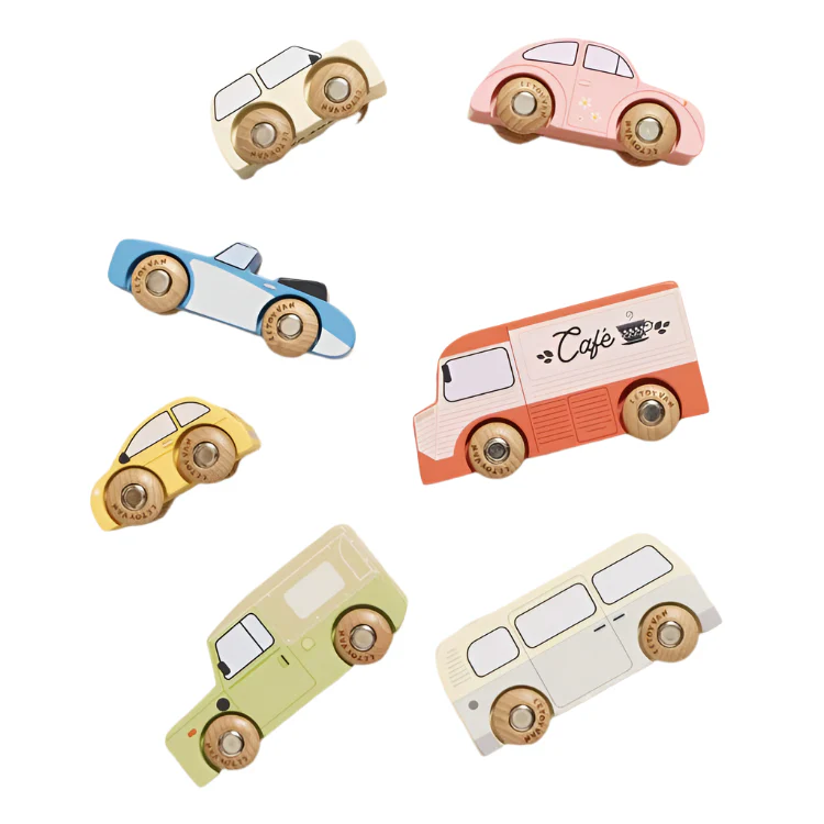 Wooden Vintage Toy Cars - 7 Pieces - Image 2